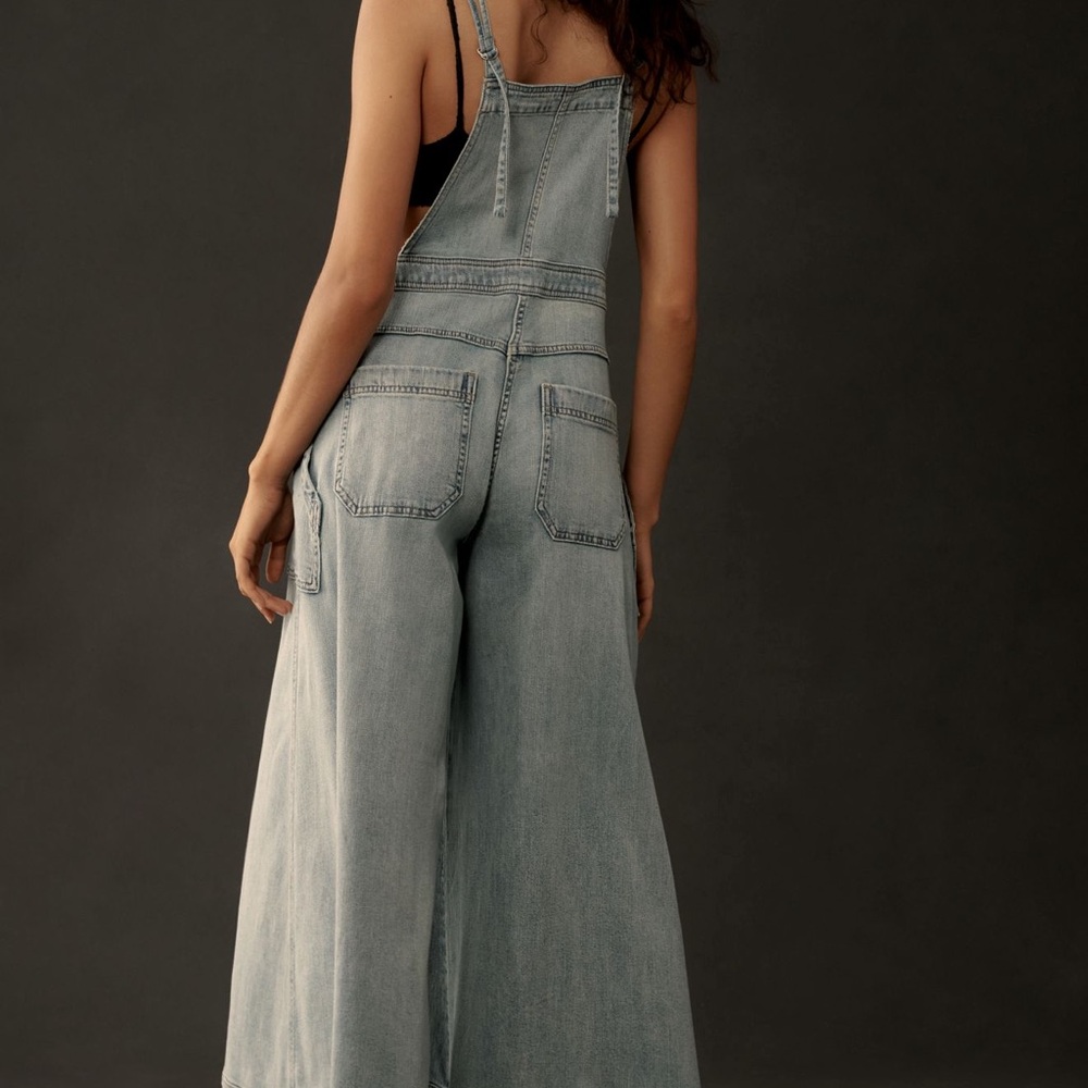 The Carpenter Raver Super Wide Leg Denim Jumpsuit Overalls - Picture 2 of 7